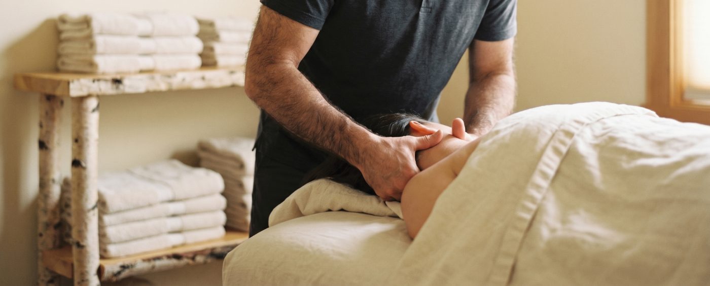 Massage mod nakke- og skuldersmerter med greb omkring nakken